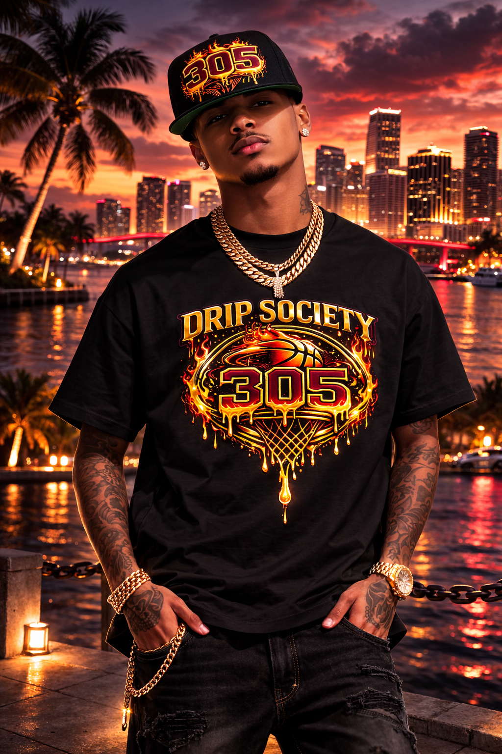 Drip Society 305 Blk tee