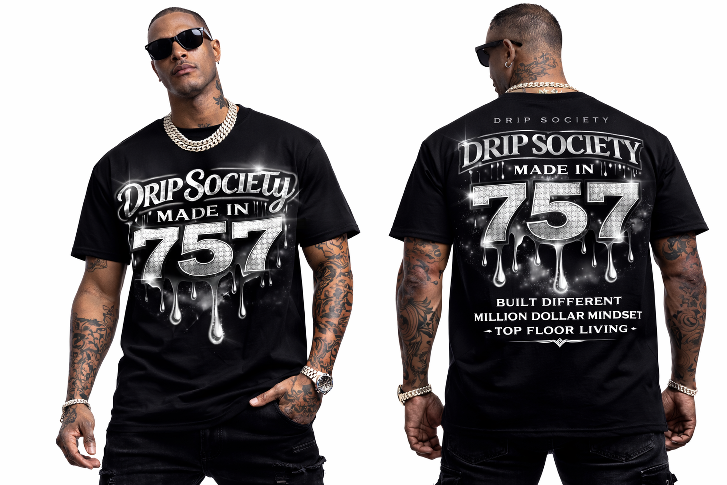 Drip Society 757 Black Tee Shirt